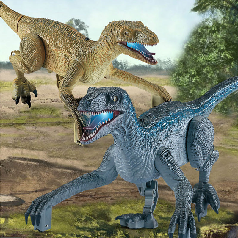 Fjärrstyrd velociraptor leksak för barn. Realistisk design med 3D-ögon, skal och tänder. Perfekt för fantasifulla äventyr.