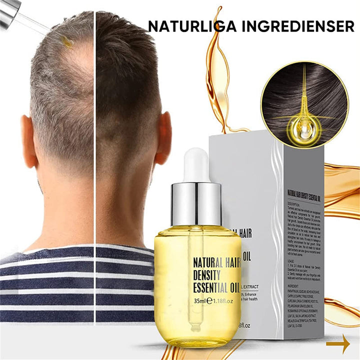 "Flaska med naturlig ingefära- och rosmarinolja för hårväxt, ger näring och främjar fylligare, friskare hår."
