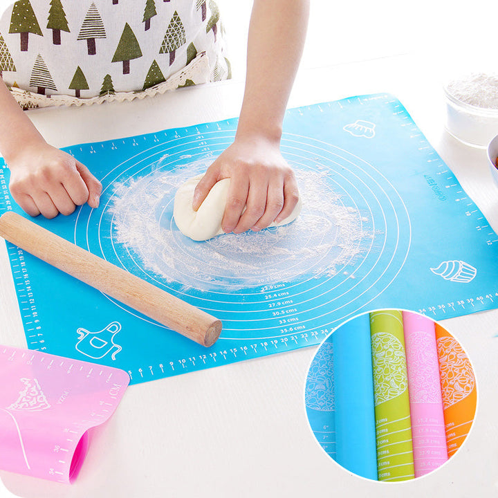 "Flerfärgad non-stick silikon bakmatta, perfekt för bakverk, med halkfri yta och temperaturtålighet."