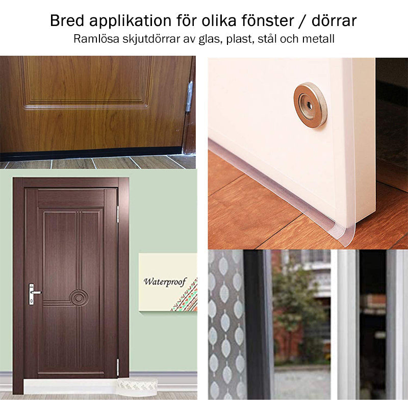 "Flerfärgad silikon tätningslist för dörrar och fönster, finns i fem färger, skyddar mot ljud och väder som damm."