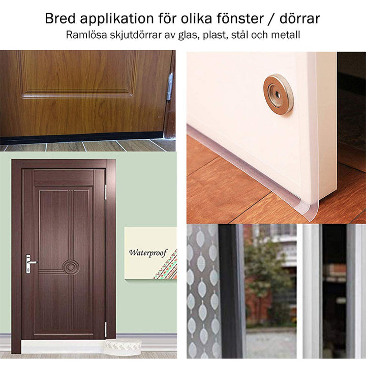 "Flerfärgad silikon tätningslist för dörrar och fönster, finns i fem färger, skyddar mot ljud och väder som damm."