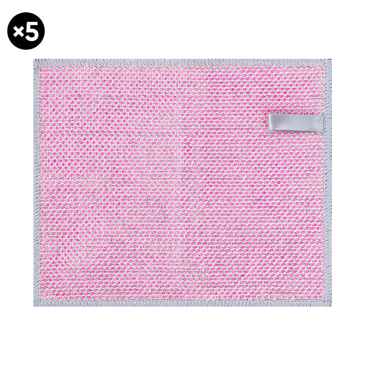 Förtjockad silvertråd-putsduk, absorberande rosa, blå och gul, perfekt för köksrengöring och fläckborttagning.