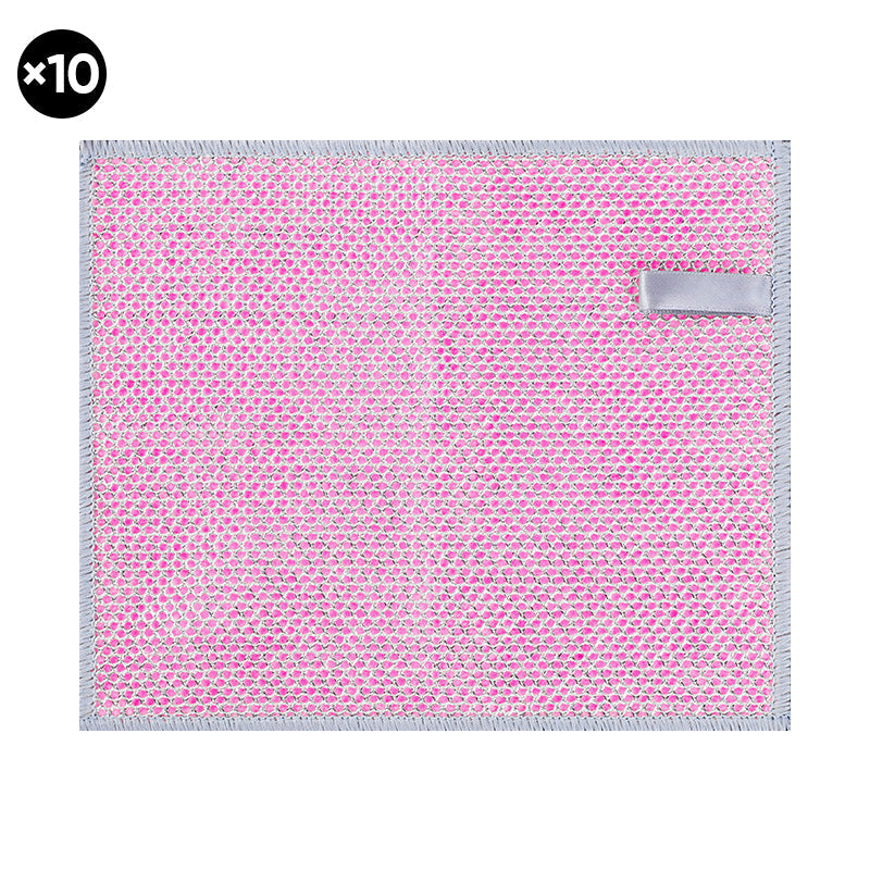 Förtjockad silvertråd-putsduk, absorberande rosa, blå och gul, perfekt för köksrengöring och fläckborttagning.