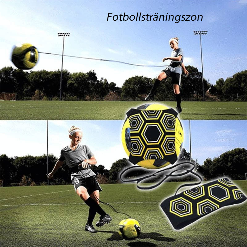 Fotbollsträningsband för solo träning, elastiskt upp till 12m, förbättrar bollkontroll och precision för alla spelarnivåer.