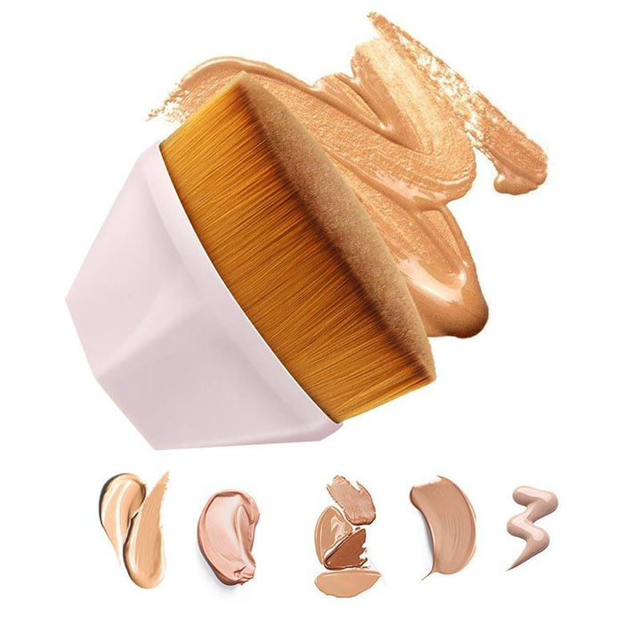 "Foundationborste hög densitet rosa/svart, elegant design för felfri sminkapplicering, perfekt för både kräm och flytande mak