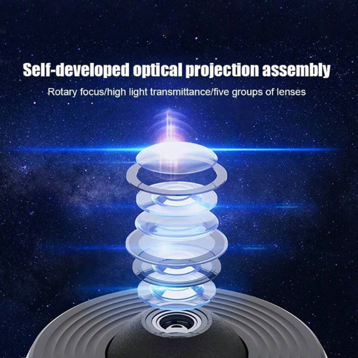"Galaxy Star projektor lampa med 360° rotation, stjärnhimmel, flerfärgad nebulosa, idealisk för hemdekoration."