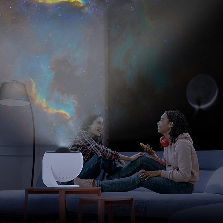 "Galaxy Star projektor lampa med 360° rotation, stjärnhimmel, flerfärgad nebulosa, idealisk för hemdekoration."