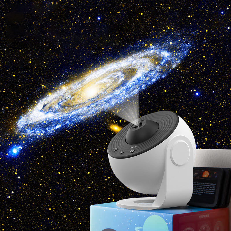 "Galaxy Star projektor lampa med 360° rotation, stjärnhimmel, flerfärgad nebulosa, idealisk för hemdekoration."