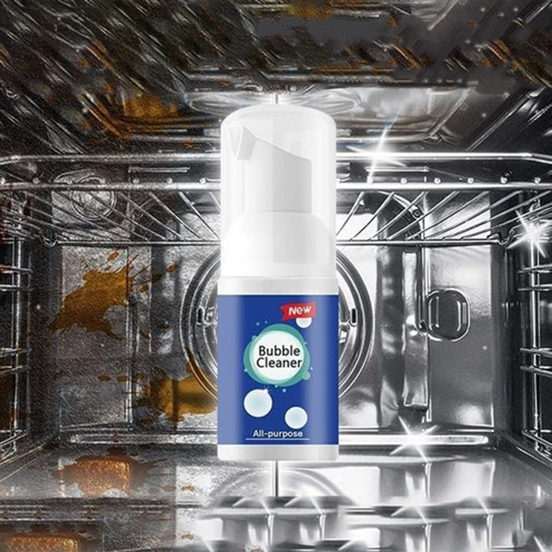 "Giftfritt skummande rengöringsmedel, vitt med spray, effektivt mot köksfläckar och fetter, miljövänlig formel."