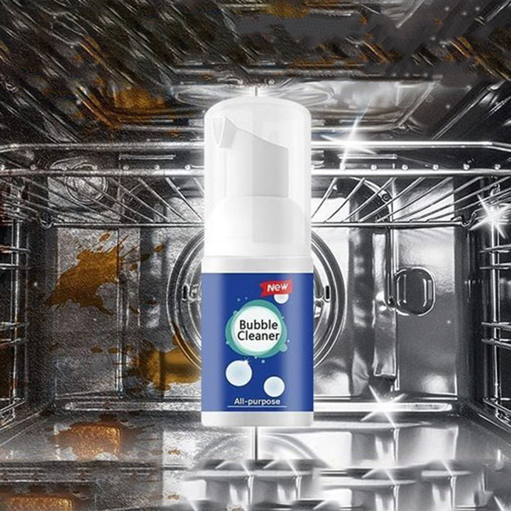 "Giftfritt skummande rengöringsmedel, vitt med spray, effektivt mot köksfläckar och fetter, miljövänlig formel."