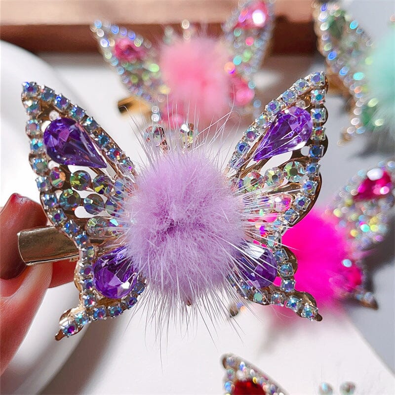 "Glittrande fjärilshårnål för kvinnor med strass och rörliga vingar, perfekt för alla hårtyper och tillfällen."