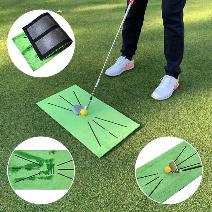Golfmatta med kristall sammet, grön, 60x30 cm, med halkfri gummibotten för realistisk golfsving hemma.
