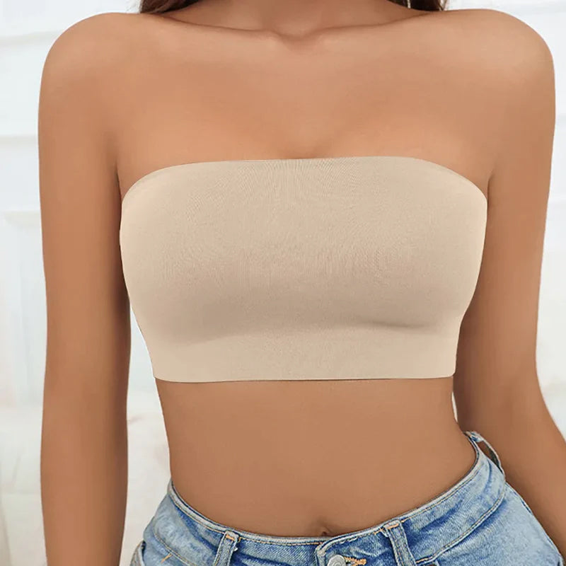 "Halkfri axelbandslös bh för kvinnor, sömlös design i 95% nylon och spandex, diskret under kläder, storlek S-3XL"