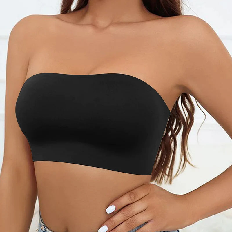 "Halkfri axelbandslös bh för kvinnor, sömlös design i 95% nylon och spandex, diskret under kläder, storlek S-3XL"