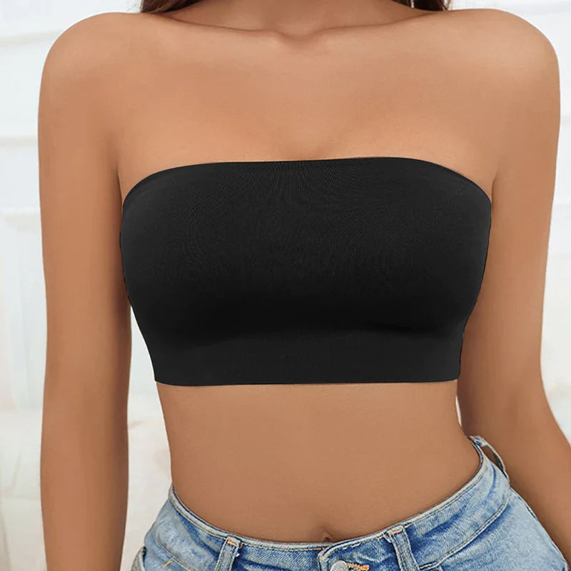 "Halkfri axelbandslös bh för kvinnor, sömlös design i 95% nylon och spandex, diskret under kläder, storlek S-3XL"