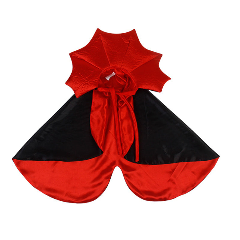 "Halloween Dracula husdjurskostym för katt och liten hund, svart och röd mantel, justerbar krage, dramatiskt stiligt."
