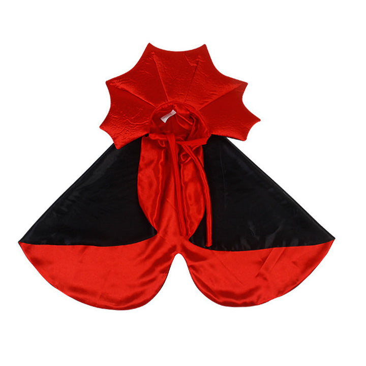 "Halloween Dracula husdjurskostym för katt och liten hund, svart och röd mantel, justerbar krage, dramatiskt stiligt."