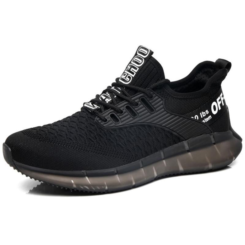 "Herr deodorant skyddsskor med Kevlar mellansula, andningsbart nät, ståltå och gummisula, perfekt för arbetsmiljöer."