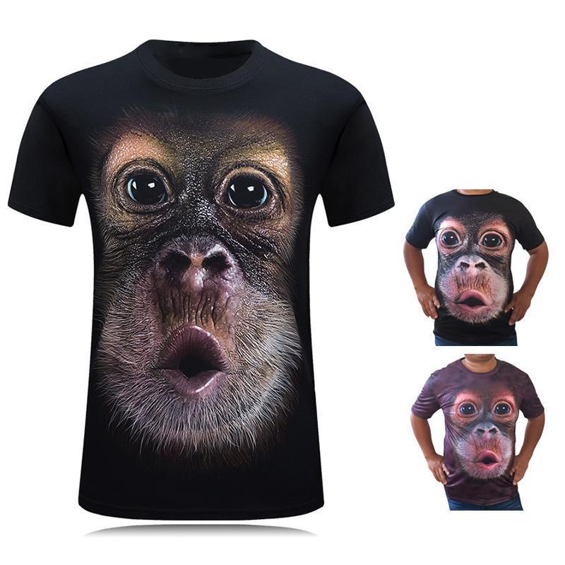 Herr Gorilla 3D T-shirt i mörklila och svart, rolig design, visar en humoristisk gorilla med detaljerad 3D-effekt.
