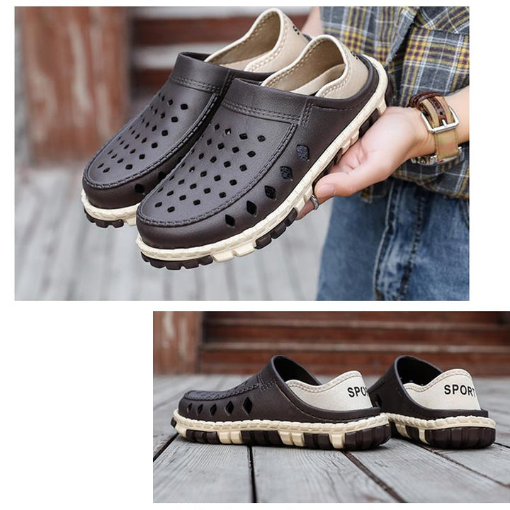 Herr sommarsandaler med andningsbar design, lätt EVM-material och halksäker tredimensionell fiskbenssula.