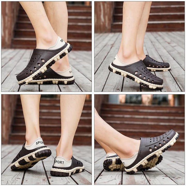 Herr sommarsandaler med andningsbar design, lätt EVM-material och halksäker tredimensionell fiskbenssula.