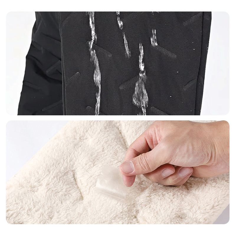 "Herr vinterfleece byxor med resårband, platt benöppning, mörk färg, varm fleece, stilren look för kalla dagar."