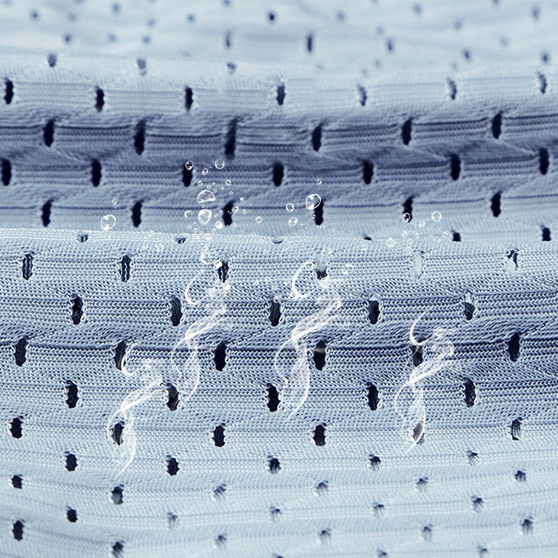 "Herrar Andningsbar Ice Silk Boxer Shorts i ljusblått med låg midja, mjukt bambutyg, ventilerad design för optimal svalka."