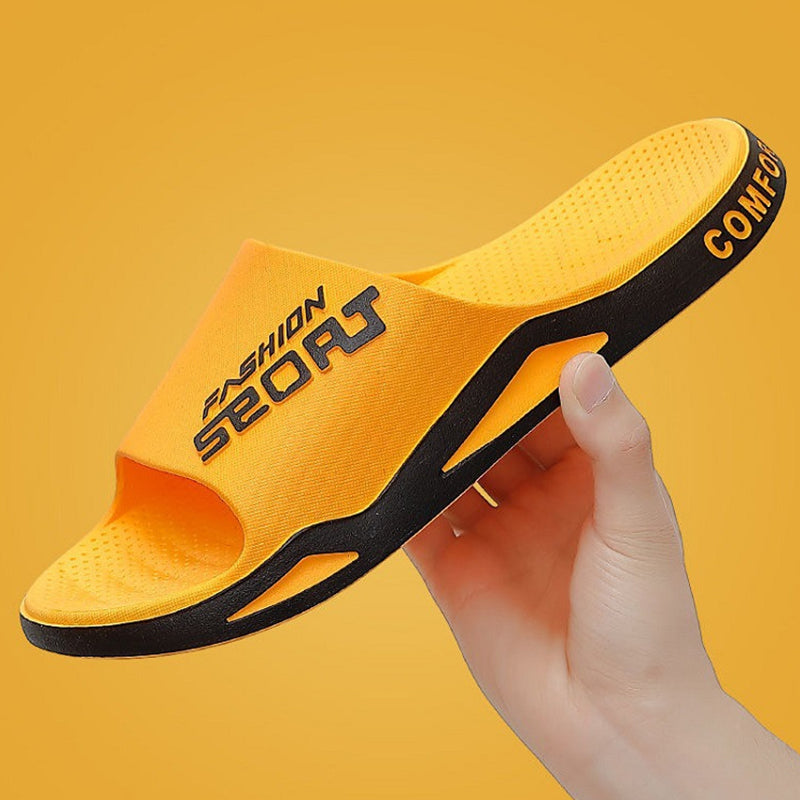 "Herrar sportiga sandaler i PVC med halkfritt grepp, svart och blå design, perfekta för sommar och strandutflykter."