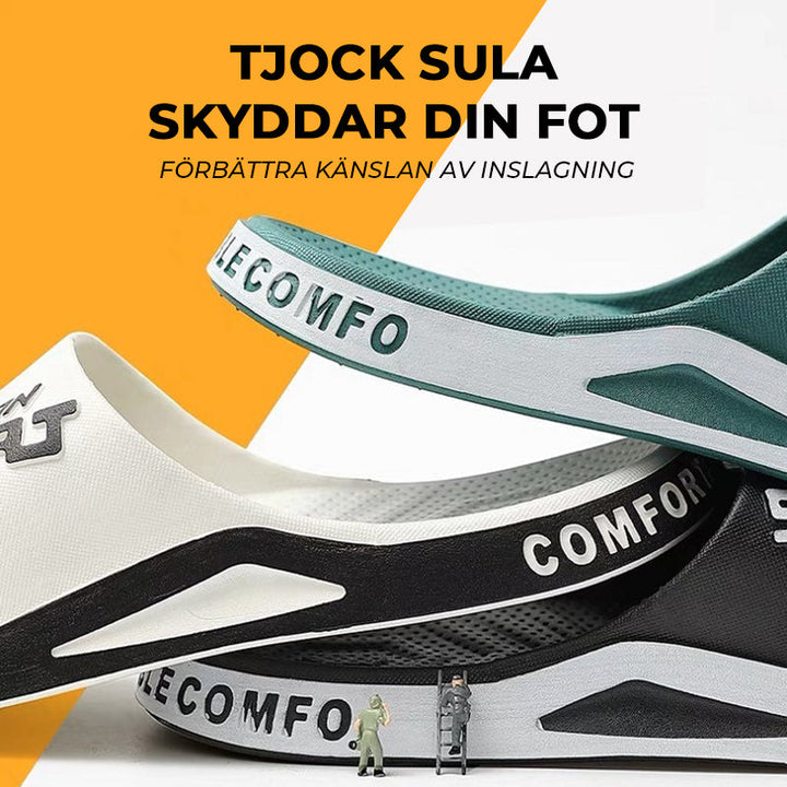 "Herrar sportiga sandaler i PVC med halkfritt grepp, svart och blå design, perfekta för sommar och strandutflykter."