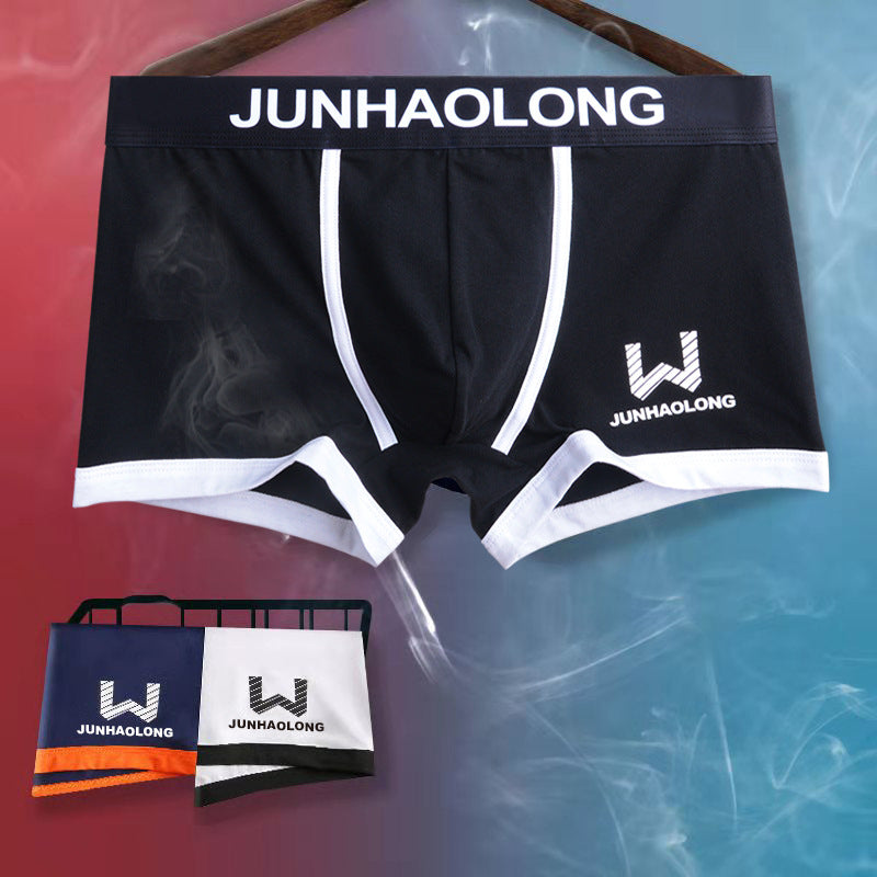 "Herrboxershorts i mittmidja, elastisk passform, mjuk bomullsblandning. Finns i färger: blå, vit, röd, svart, orange."