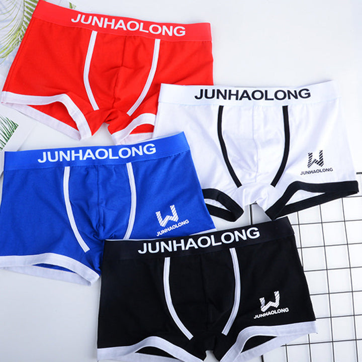 "Herrboxershorts i mittmidja, elastisk passform, mjuk bomullsblandning. Finns i färger: blå, vit, röd, svart, orange."