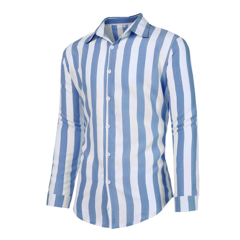 "Herrskjorta i bomullslinne, klassisk design, lång ärm, button-down-krage, perfekt för alla tillfällen, snygg och komfortabel