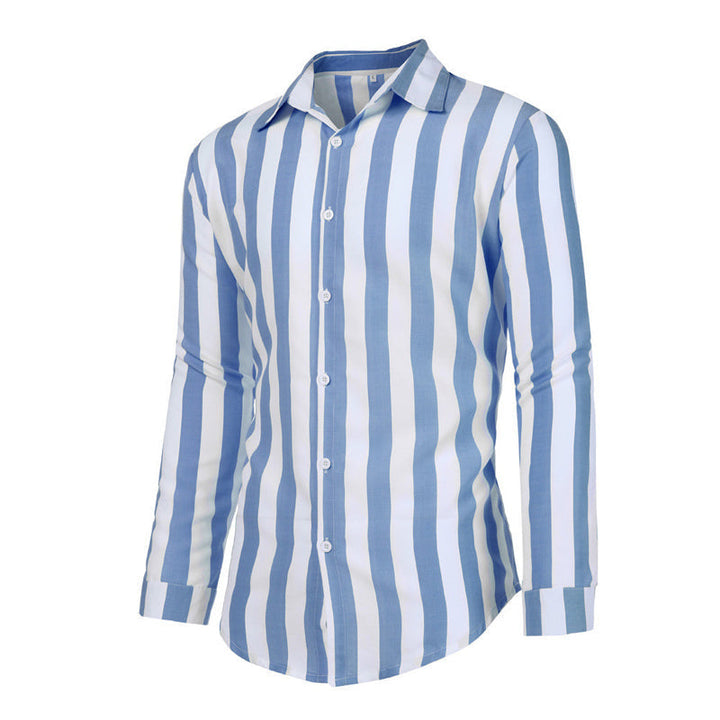 "Herrskjorta i bomullslinne, klassisk design, lång ärm, button-down-krage, perfekt för alla tillfällen, snygg och komfortabel