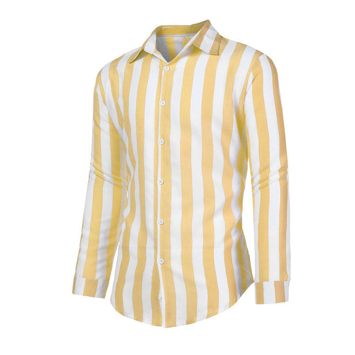 "Herrskjorta i bomullslinne, klassisk design, lång ärm, button-down-krage, perfekt för alla tillfällen, snygg och komfortabel