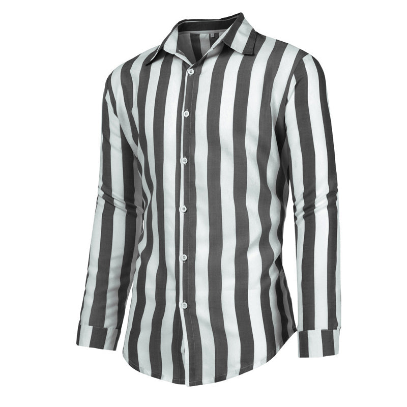 "Herrskjorta i bomullslinne, klassisk design, lång ärm, button-down-krage, perfekt för alla tillfällen, snygg och komfortabel