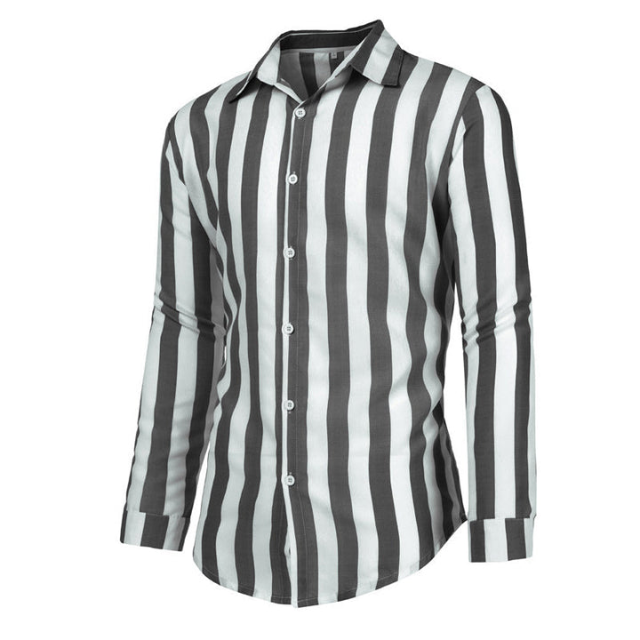 "Herrskjorta i bomullslinne, klassisk design, lång ärm, button-down-krage, perfekt för alla tillfällen, snygg och komfortabel
