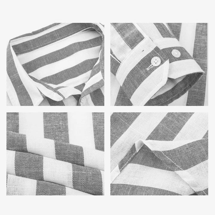 "Herrskjorta i bomullslinne, klassisk design, lång ärm, button-down-krage, perfekt för alla tillfällen, snygg och komfortabel