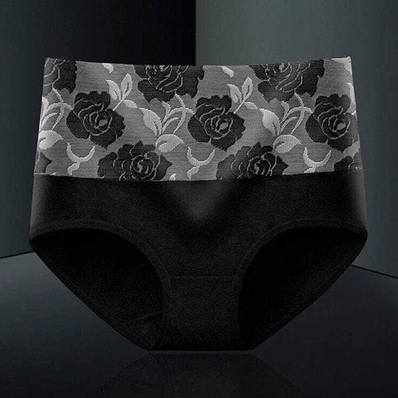 "Höga midja bomullstrosor för kvinnor med blomstrande mönster, rosa jacquard, formar och lyfter höfterna."