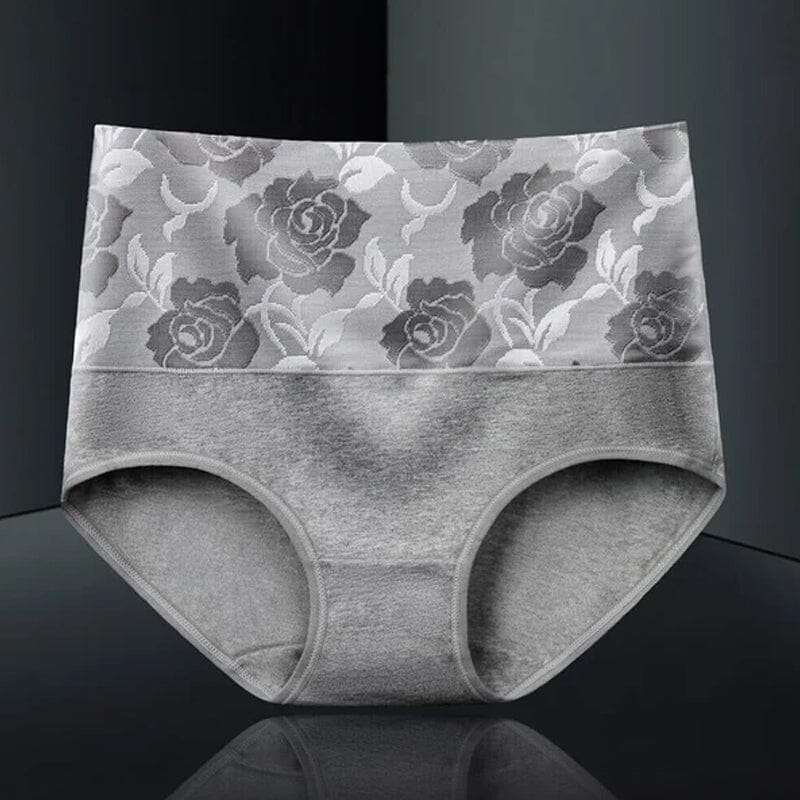 "Höga midja bomullstrosor för kvinnor med blomstrande mönster, rosa jacquard, formar och lyfter höfterna."