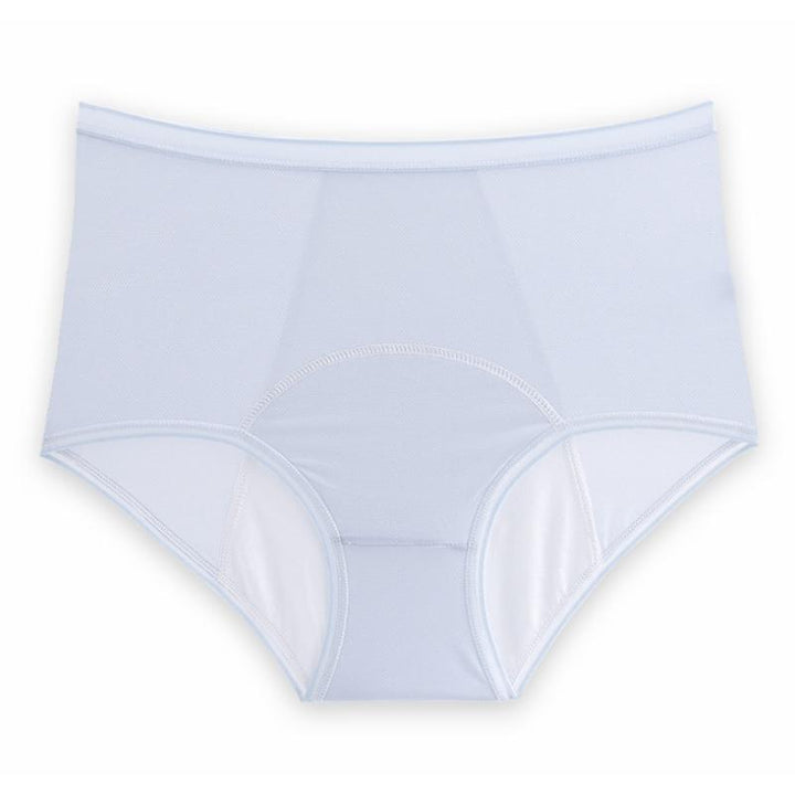 "Högmidjade läckagesäkra damtrosor, mjukt tyg, bred täckning, optimal komfort för menstruationsskydd, svart färg."