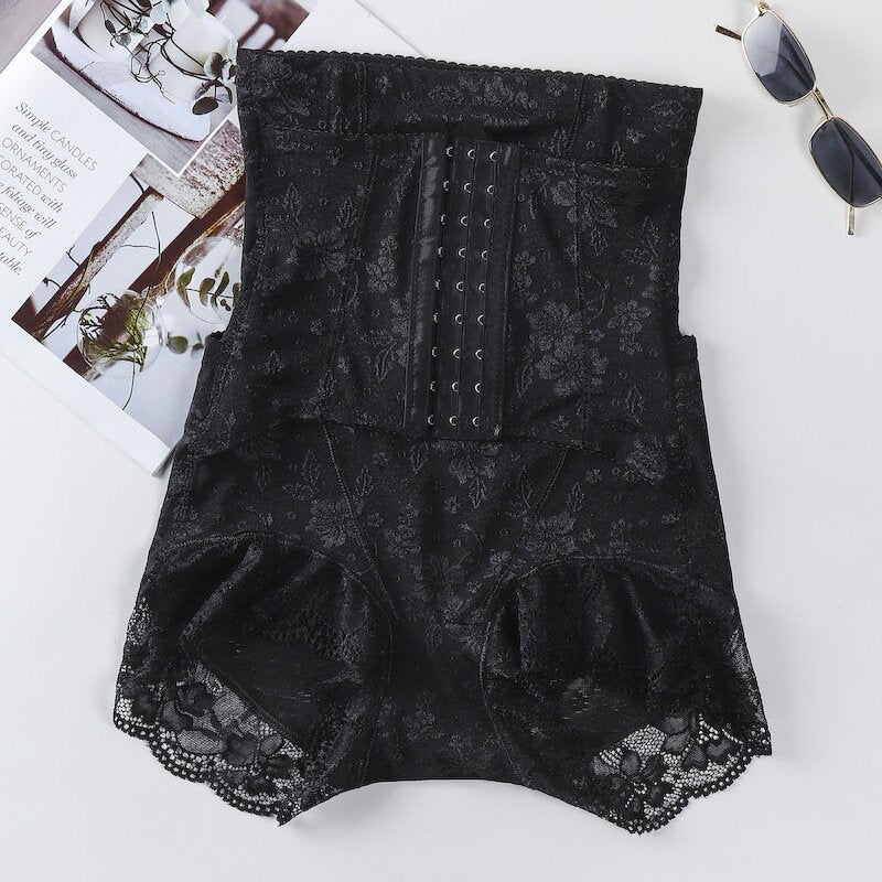 "Högmidjade magformande shorts för kvinnor, hudvänligt tyg, formande design, svart färg, sömlös under kläder."