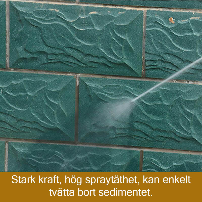"Högtrycksvattenpistol med justerbart munstycke, silverfärgad, robust design av zinklegering för effektiv rengöring."