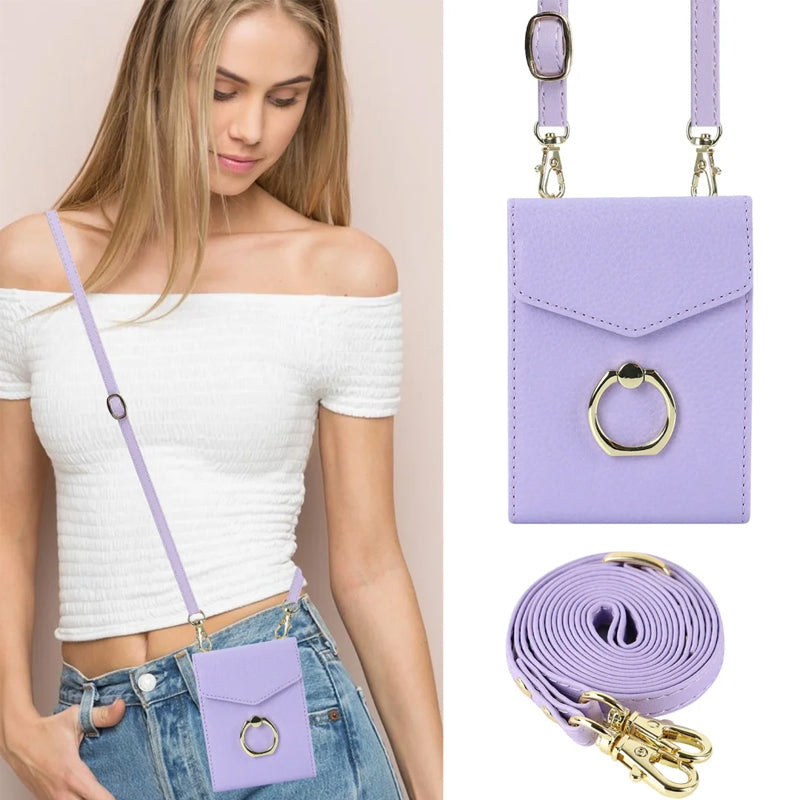 Hopfällbart Messenger Mobilfodral i elegant PU-läder, passande för Samsung Galaxy Z Flip, med justerbara axelband.