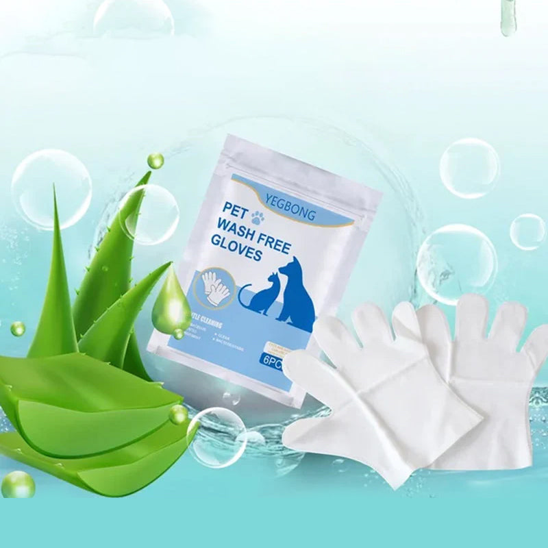 "Husdjursvårdshandskar i vit aluminiumfolie, lätta att använda, ger massage och fuktar pälsen."