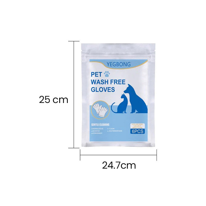 "Husdjursvårdshandskar i vit aluminiumfolie, lätta att använda, ger massage och fuktar pälsen."