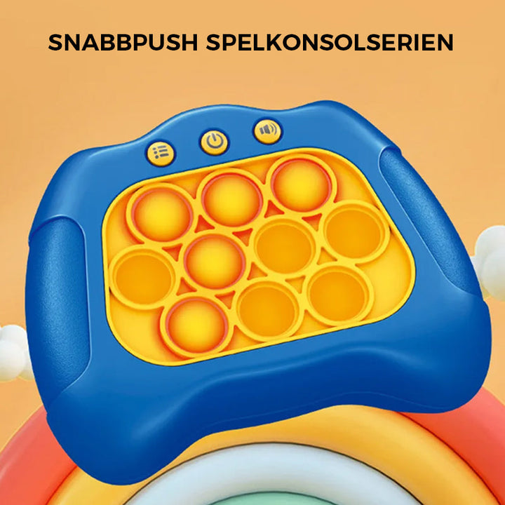 "Innovativ dekompressionsspelmaskin i blått och rosrött för barn och vuxna, bärbar och med banbrytande teknik."