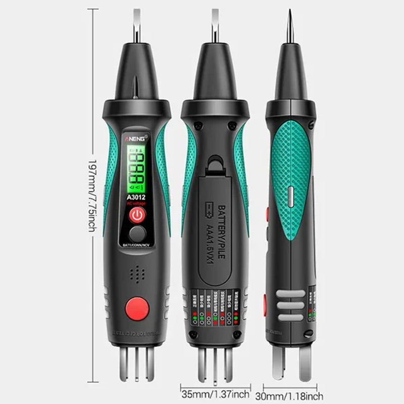 "Intelligent kretsdetektor med ljus- och larmsignal i svart yta, visar visuell indikator och alarm för kretsproblem."