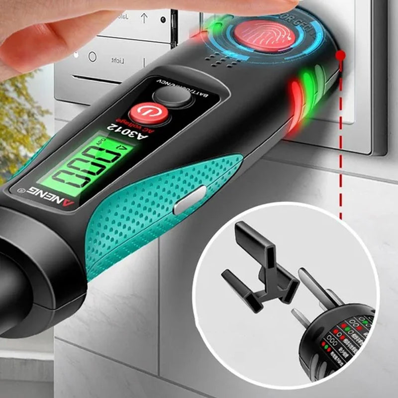 "Intelligent kretsdetektor med ljus- och larmsignal i svart yta, visar visuell indikator och alarm för kretsproblem."