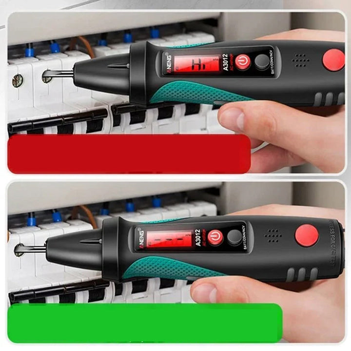 "Intelligent kretsdetektor med ljus- och larmsignal i svart yta, visar visuell indikator och alarm för kretsproblem."