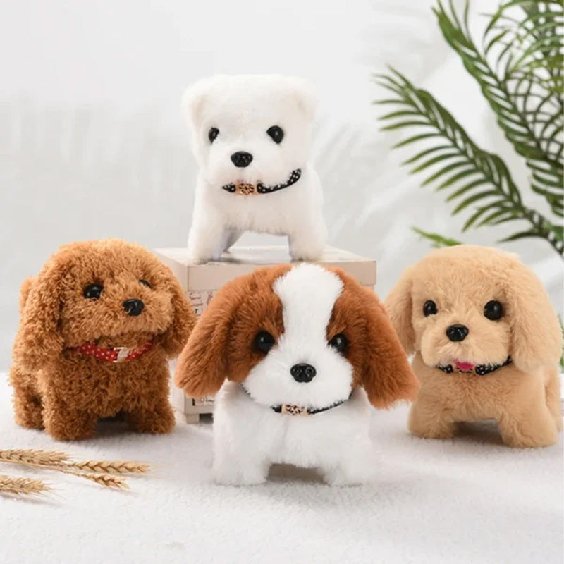 Interaktiv elektronisk hund leksak för barn, realistisk plyschdesign, går och skäller, perfekt presentidé.
